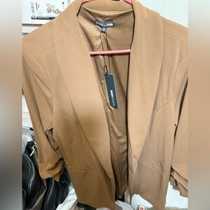 Fashion Nova Brown Open-Front Blazer